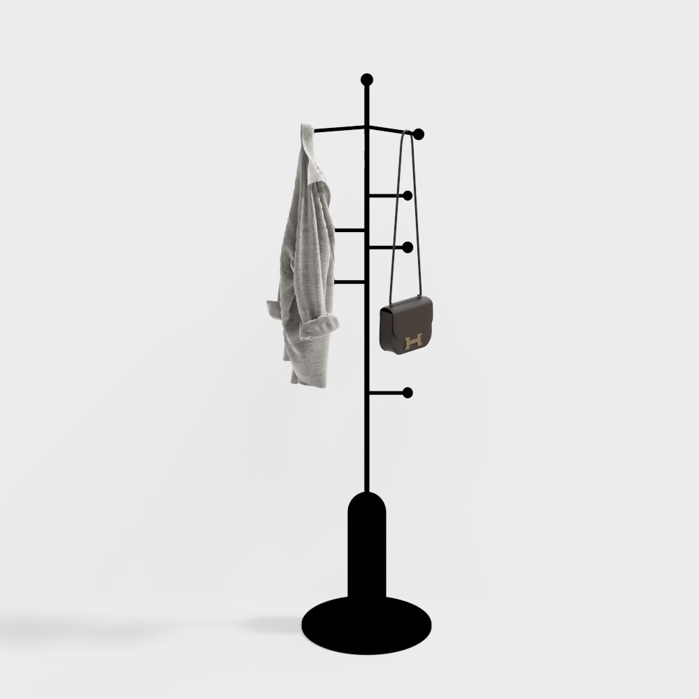 Stylish Fashion Rack 3D Model – Black Metal Design