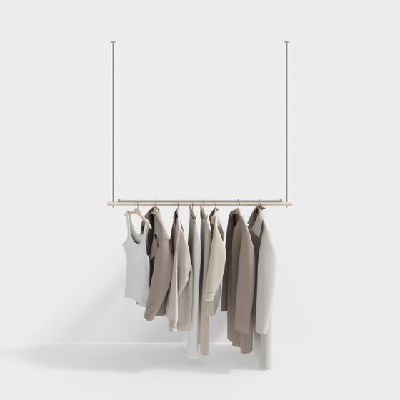 Stylish Hanging Clothes Rack 3D model for Modern Spaces