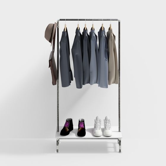 Modern Low-Poly Clothing Rack 3D model