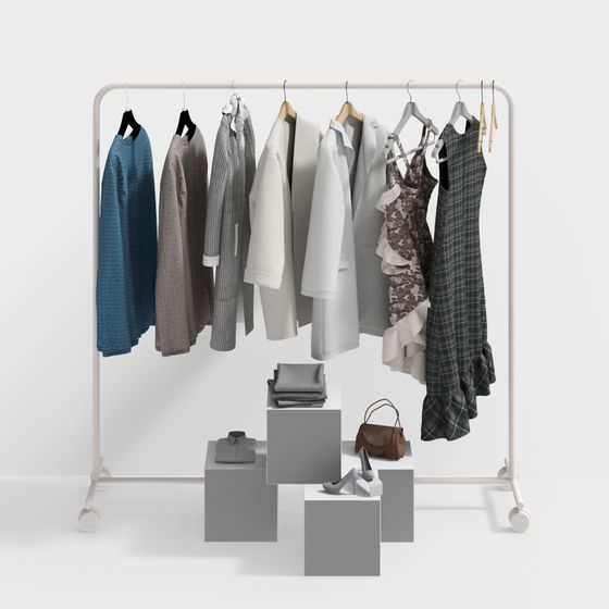 Minimalist Fashion Rack Display 3D model