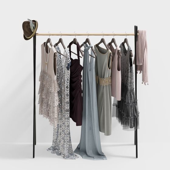 Stylish Low-Poly Clothing Hanger 3D model for Modern Design