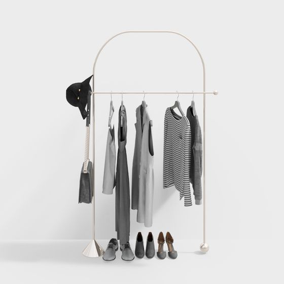 Minimalist Clothing Hanger 3D model for Diverse Designs