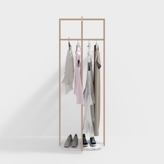 Elegant Low-Poly Clothing Rack 3D model