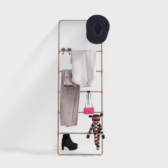 Stylish Low-Poly Coat Rack 3D Model