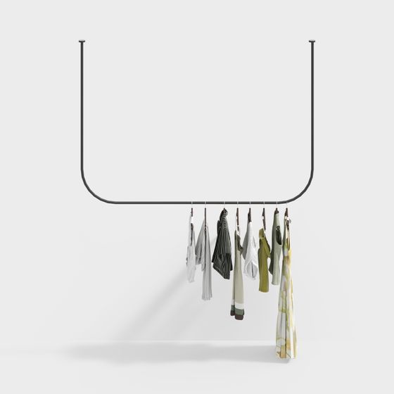 Minimalist Hanging Clothes Rack 3D model