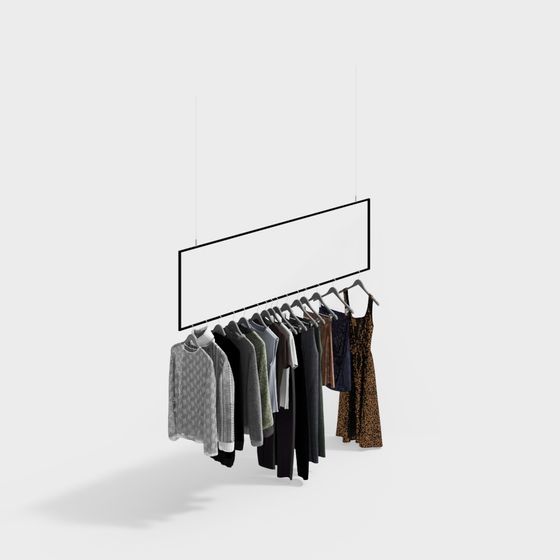 Modern Minimalist Hanging Clothes Rack 3D model