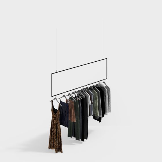 Minimalist Hanging Clothes Rack 3D model