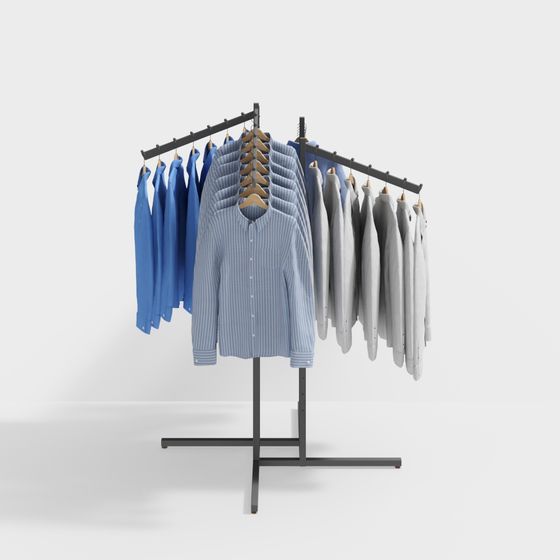 Minimalist Clothing Display Rack 3D model
