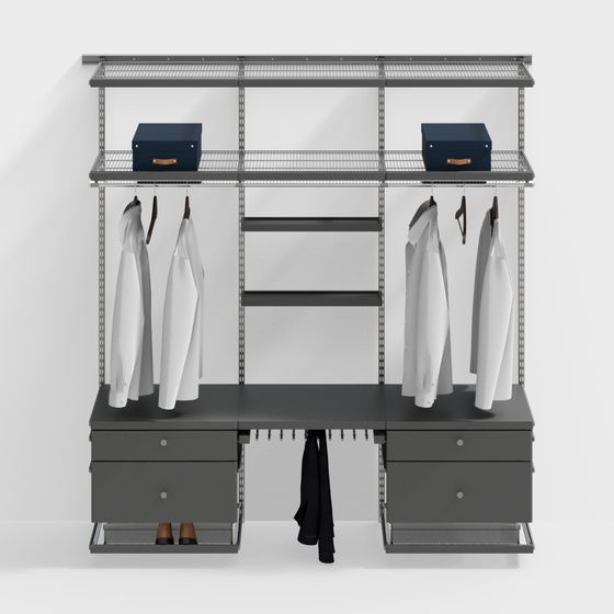 Sleek Minimalist Wardrobe 3D model for Modern Interiors