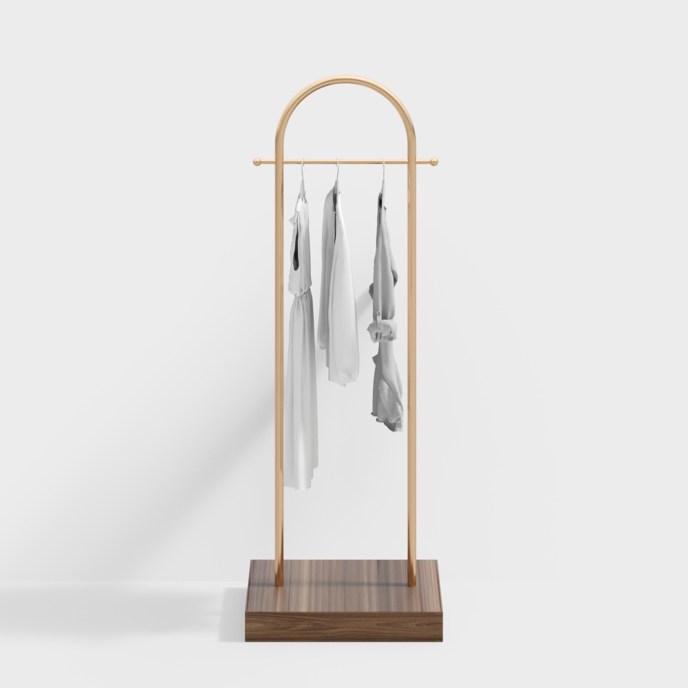 Elegant Wooden Hanger 3D Model – Low-Poly Wood & Metal