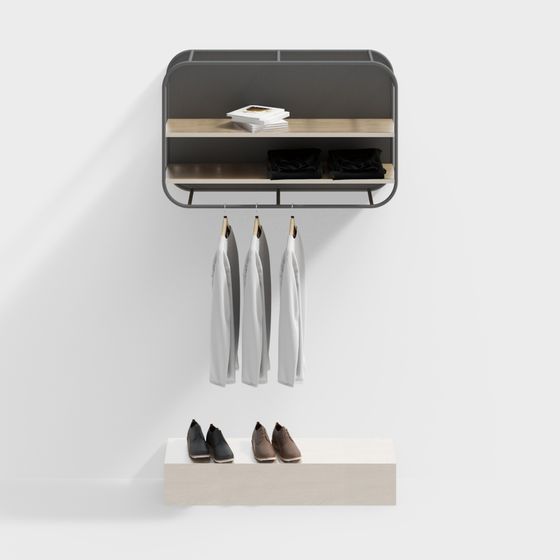 Wall-Mounted Multi-Functional Storage Shelf 3D model