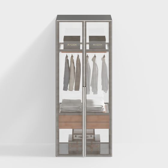 Elegant Minimalist Wardrobe 3D model for Modern Spaces