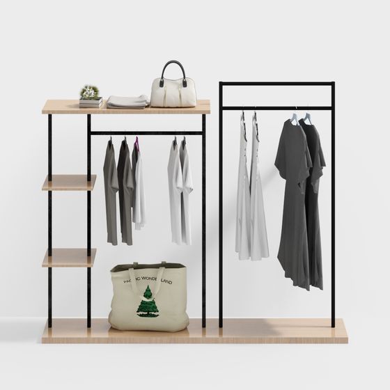 Modern Minimalist Clothing Display Rack 3D model