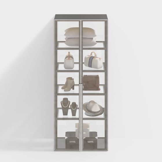Elegant Low-Poly Display Cabinet 3D model