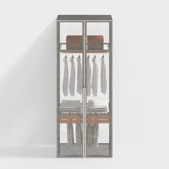Glass Wardrobe 3D model for Modern Interiors