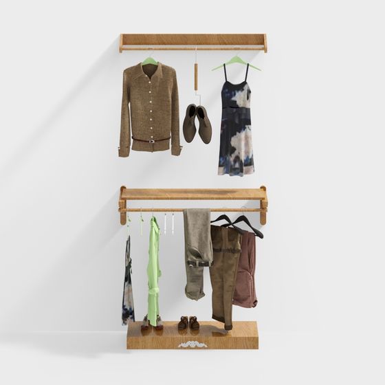 Minimalist 3D Clothes Hanger Set Model