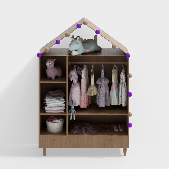 Charming Low Poly Wardrobe 3D Model