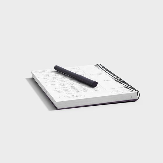 Notebook with Pen 3D model