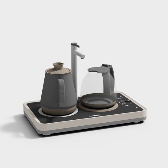 Smart Teapot Set 3D Model with Low Poly Design