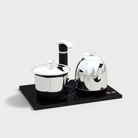 Modern Stainless Steel Cookware Set 3D model