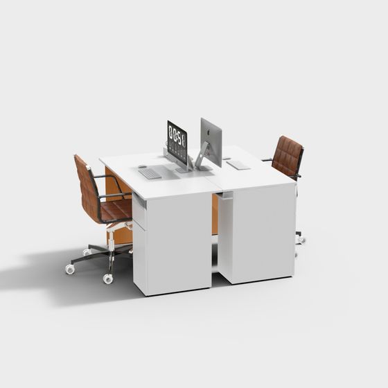 Modern Double Desk 3D model for Office Spaces