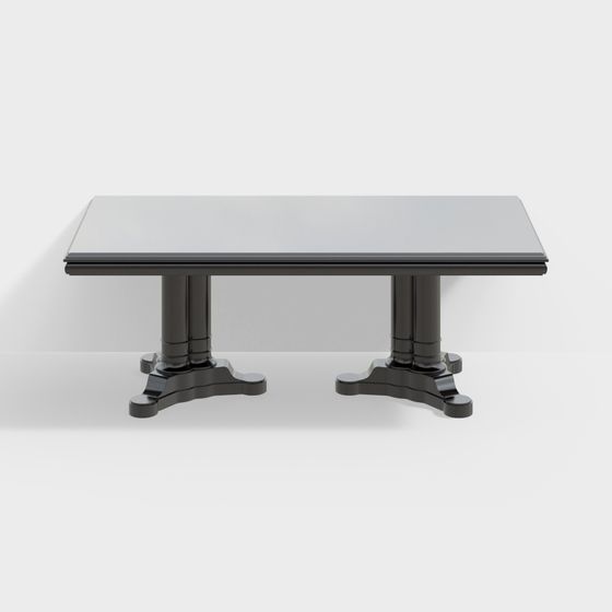 Elegant Black Wooden Dining Table 3D Model