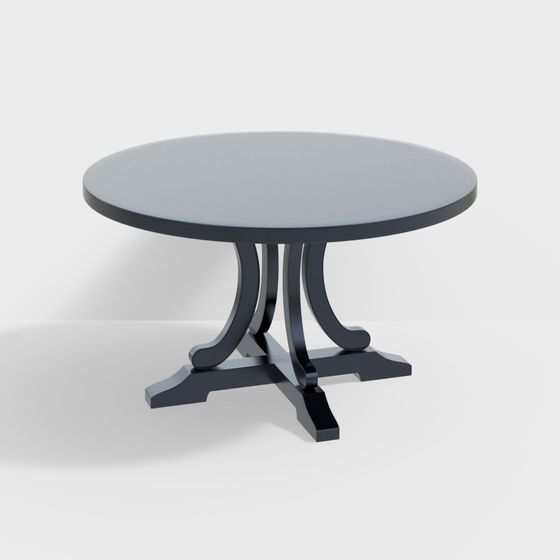 American Solid Wood Dining Table 3D Model in Various Colors