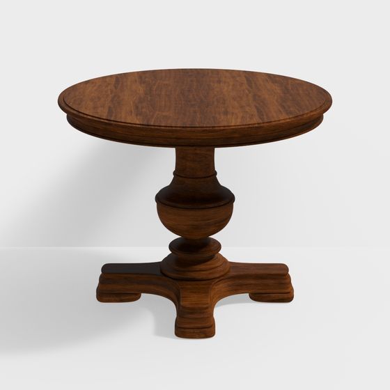 Elegant Vintage Round Table 3D model for Interior Design
