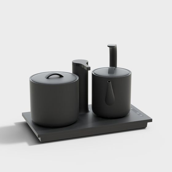 Stylish Low-Polygon Tea Set 3D model