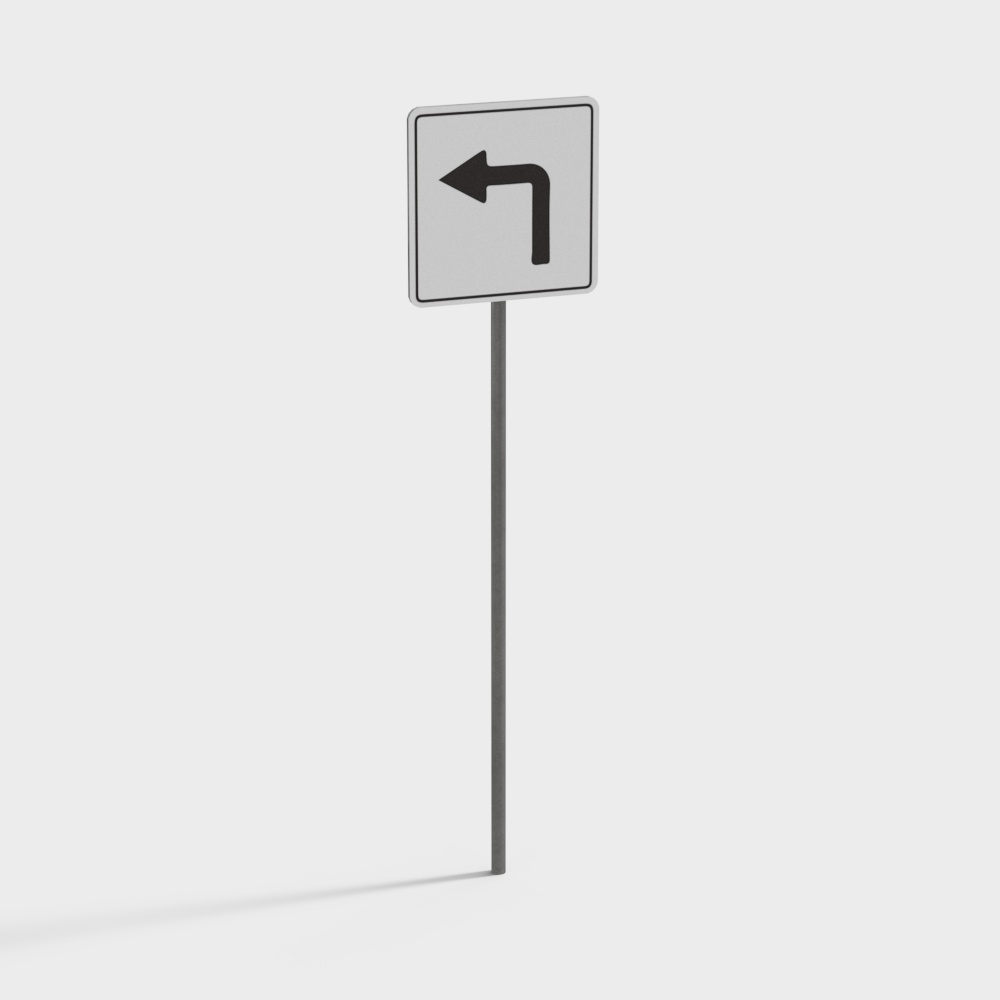 Left Turn Sign 3D model