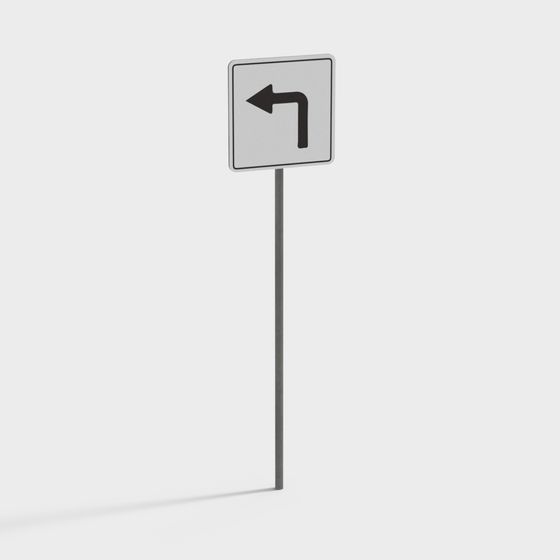 Left Turn Sign 3D model for Urban Projects