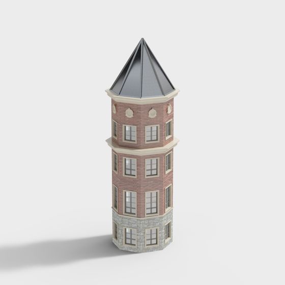 Low-Poly Guardian Building 3D model