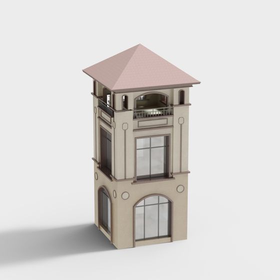 Elegant Low-Poly Tower 3D model