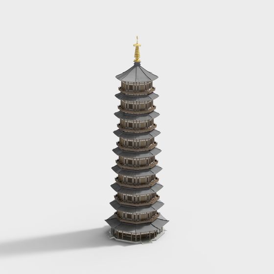 Stunning East Asian Ancient Tower 3D model