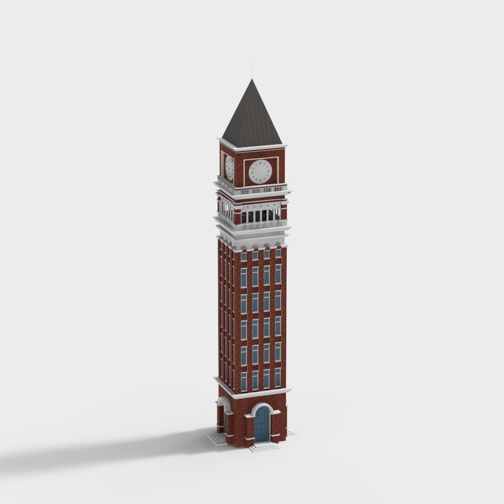 Classic European Clock Tower 3D Model – Gothic Style