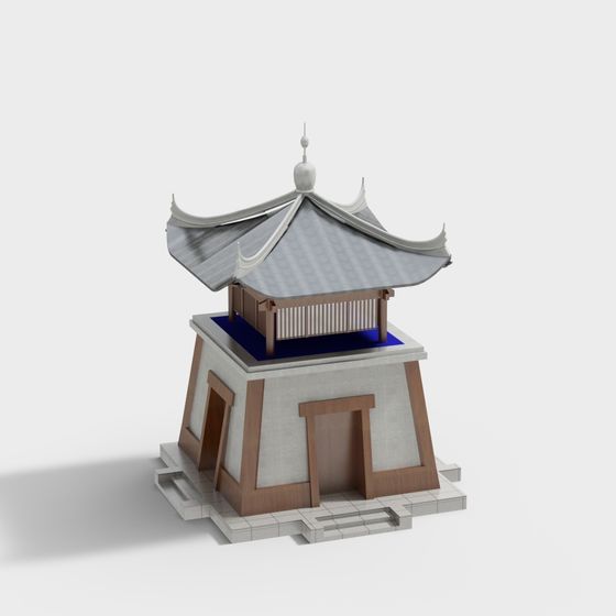 Elegant East Asian Pavilion 3D model