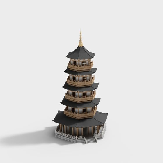 Oriental Aesthetic Tower 3D model