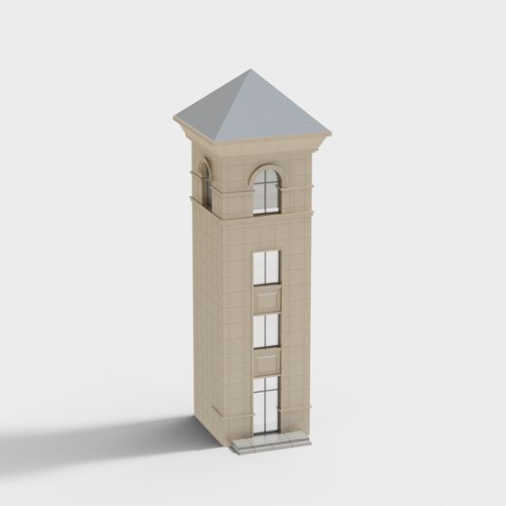 Urban Tower 3D model with Modern Aesthetic