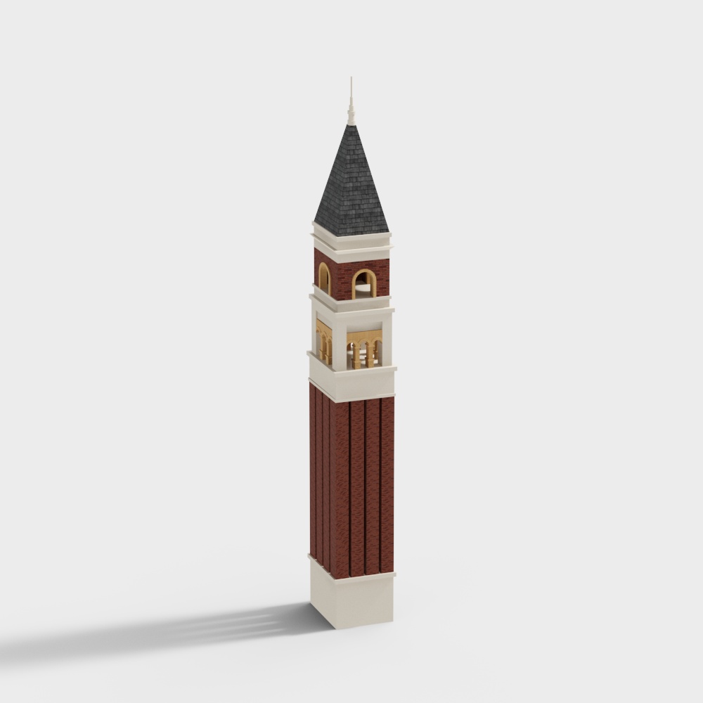 Historical Bell Tower 3D Model – Low-Poly Classic Design