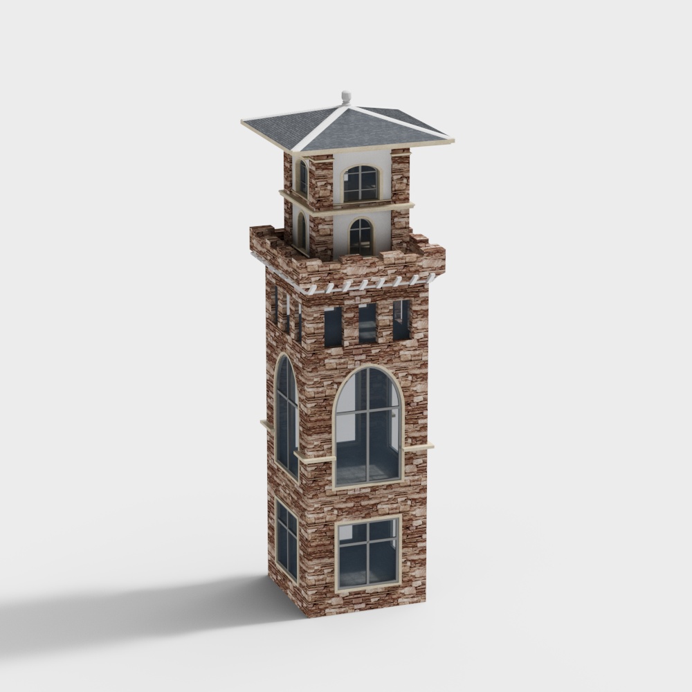 Storytelling Stone Tower 3D Model – Textured Brown Stone