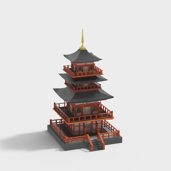 Oriental Aesthetic Tower 3D model