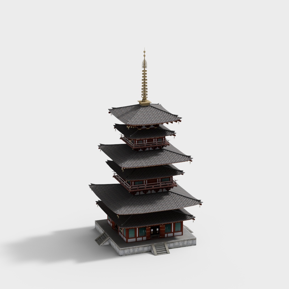 หอเสาโบราณสถาปัตยกรรมจีน