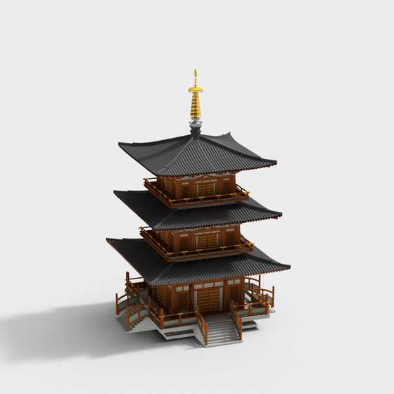 Stunning East Asian Ancient Tower 3D model