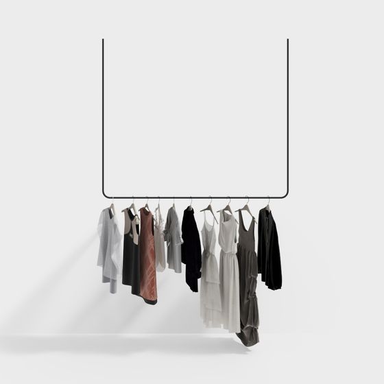 Stylish Clothes Display Rack 3D model for Modern Spaces