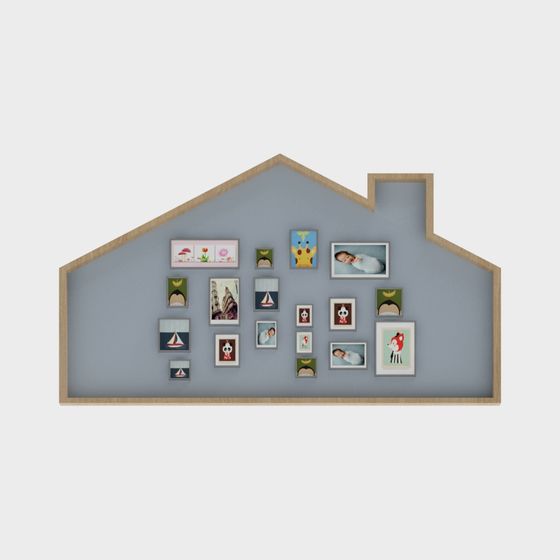 Cozy Family Photo Frame Wall 3D model