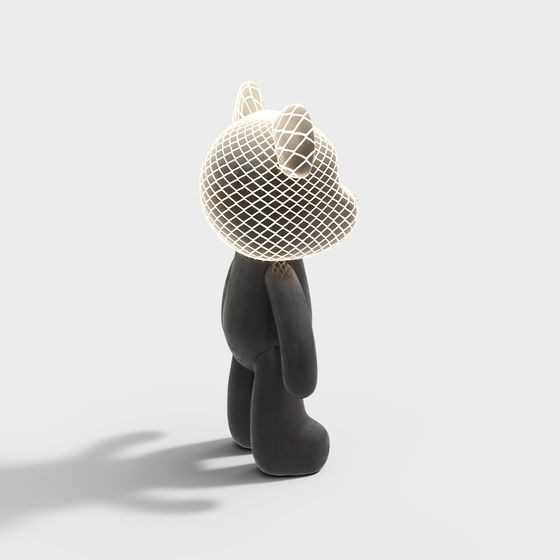 Grid Bear 3D model - Low-Poly High-Detail Design