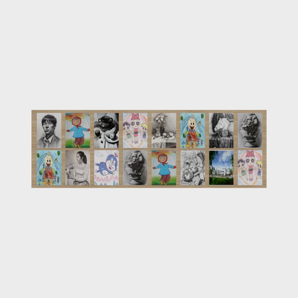 Pared de exposición para clase de arte infantil