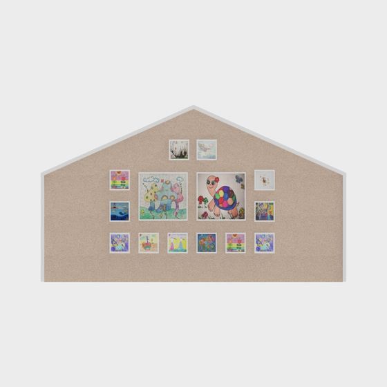 Children's Artwork Display Wall 3D model