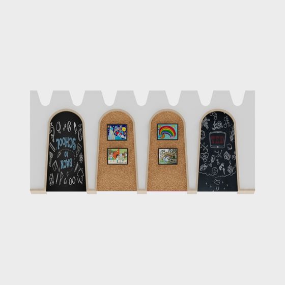 Creative Low-Poly Classroom Display Wall 3D model