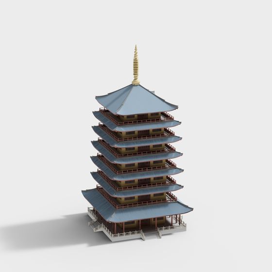 Japanese 5-Story Tower 3D model